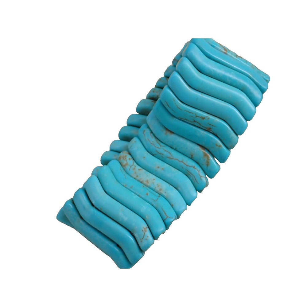 Turquoise Blue Howlite Stacked Stretch Cuff Bracelet Dyed